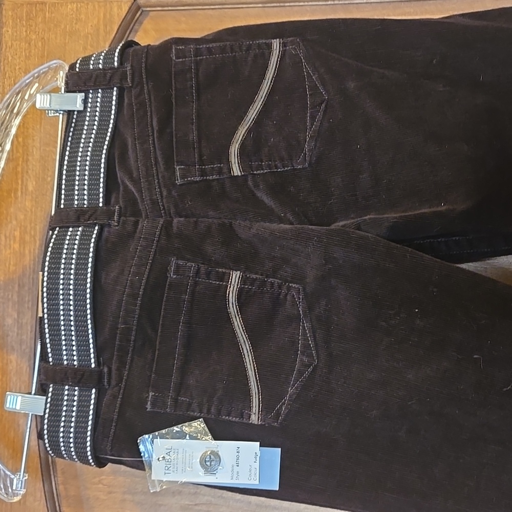 NWT Tribal Brown Corduroy Pants With Belt - Picture 3 of 5